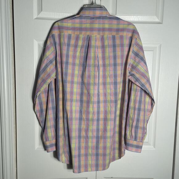 Brooks Brothers Dress Shirt Men Medium Multicolor Tattersall Button Down US Made - Picture 3 of 13